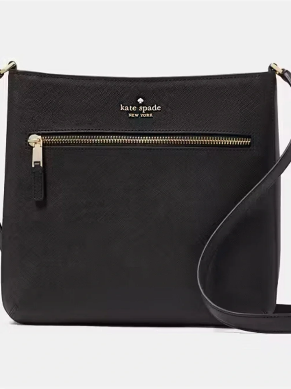 kate spade Black Pebbled Leather Messenger Crossbody